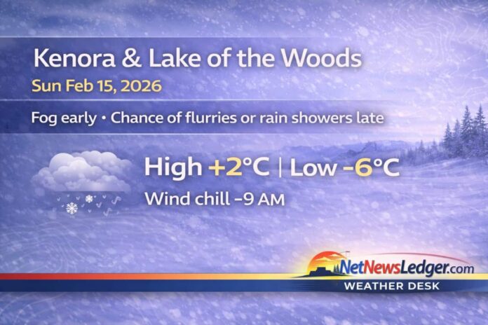 kenora weather feb 15 2026 Kenora and Lake of the Woods weather for Sunday, February 15, 2026: fog patches dissipate this morning