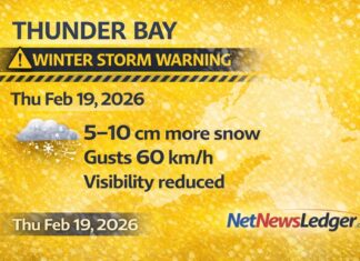 February 19, 2026: Thunder Bay Forecast — Winter Storm Warning Continues, More Snow Today Thunder Bay Weaher