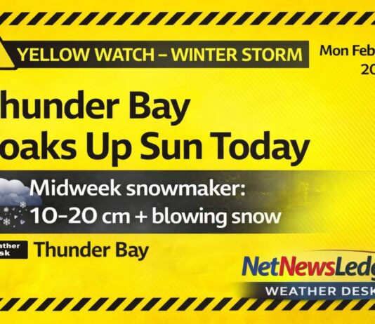 Thunder Bay Soak Up Sun Today, Then Get Set for a Midweek Snowmaker Yellow Alert Winter Storm