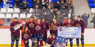 Attawapiskat First Nation Women Win At Rupert River Cup Tournament photo by Jonathan Levert / Image Nomade Production Attawapiskat First Nation Womens Hockey Team won top spot for their group division at the Rupert River Cup Tournament which was held from March 5 to 8 in Waskaganish, Quebec. Pictured are the team members after winning their final game with a score of 5-1 against the Chisasibi Flames