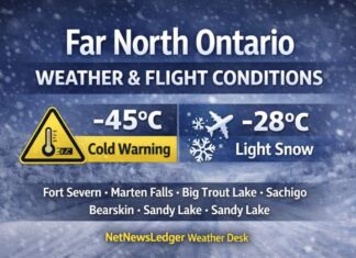March 18, 2026: Far North Ontario Weather Report — Extreme Cold in Fort Severn, Light Snow in the Interior Far North Weather