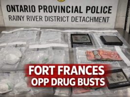 Six charged after Fort Frances drug raids, OPP seize fentanyl, meth, cocaine and cash On March 03, 2026, the Fort Frances Detachment of the Ontario Provincial Police (OPP), Community Street Crime Unit (CSCU), with the assistance of the Organized Crime Enforcement Bureau (OCEB), Kenora OPP CSCU, Dryden OPP CSCU, the Provincial Operations Intelligence Bureau (POIB), OPP Canine Unit and the Treaty Three Police Service executed search warrants in the Faith Housing Complex and the Third Street East area of Fort Frances.