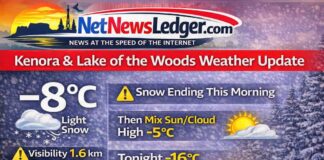 March 13, 2026: Kenora & Lake of the Woods Detailed Weather — Snow Ending This Morning, Clearing Later, Back to Cold Tonight Kenora Weather for Friday the 13th 2026