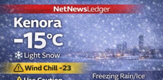 March 5, 2026: Kenora Weather Forecast — Light Snow Now, Freezing Rain and Ice Pellets Overnight Kenora and Lake of the Woods Weather
