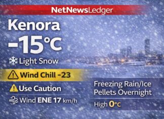 March 5, 2026: Kenora Weather Forecast — Light Snow Now, Freezing Rain and Ice Pellets Overnight Kenora and Lake of the Woods Weather