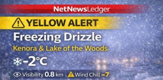 March 6, 2026: Kenora & Lake of the Woods Weather Forecast — Yellow Advisory for Freezing Drizzle, Poor Visibility This Morning Kenora Weather