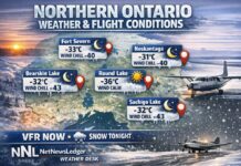 March 17, 2026: Far North Ontario Weather and Flight Conditions — Bitter Cold, Mostly VFR Now, Snow Returning Tonight/Wednesday Far North Ontario, Northern Ontario weather, Fort Severn, Fort Severn Airport, CYER, Round Lake, Weagamow Lake, CZRJ, Neskantaga, Lansdowne House, CYLH, Bearskin Lake, XBE, CNE3, Sachigo Lake, ZPB, CZPB, Big Trout Lake Airport, CYTL, Muskrat Dam Airport, CZMD, Sandy Lake Airport, CZSJ, extreme cold, wind chill, frostbite risk, Arctic high, clear skies, VFR, MVFR, IFR risk, snow tonight, periods of snow, light snow, aviation weather, flight delays, remote community flights, runway conditions, ground handling, preheat, winter operations, NetNewsLedger Weather Desk