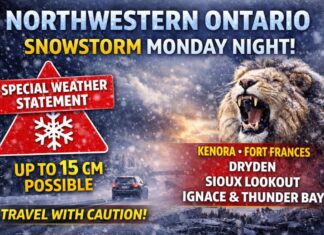 Northwestern Ontario Weather Outlook: Special Weather Statements Up as Snow Spreads In Monday Night March goes out like a lion with Winter Storm