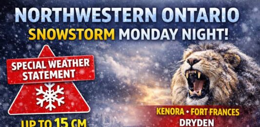 Northwestern Ontario Weather Outlook: Special Weather Statements Up as Snow Spreads In Monday Night March goes out like a lion with Winter Storm