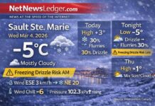 March 4, 2026: Sault Ste. Marie Weather — Freezing Drizzle Risk, Drizzle/Flurries Mix Sault Ste. Marie Weather Mar 4 2026