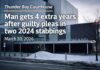 Thunder Bay judge adds four years after guilty pleas in two 2024 stabbing cases Jeremy Tyler Wade Mequanawap, 32, was sentenced in Thunder Bay on March 20, 2026, after pleading guilty in connection with two separate stabbing incidents that happened one week apart in March 2024