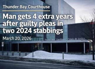 Thunder Bay judge adds four years after guilty pleas in two 2024 stabbing cases Jeremy Tyler Wade Mequanawap, 32, was sentenced in Thunder Bay on March 20, 2026, after pleading guilty in connection with two separate stabbing incidents that happened one week apart in March 2024