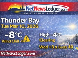 March 10, 2026: Thunder Bay Detailed Weather — Cold Start, Clearing Today, Brief Warm-Up Wednesday Thunder Bay Weather March 10 2025