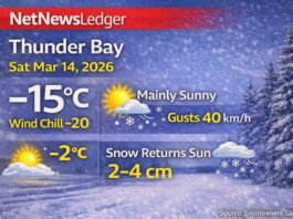 March 14, 2026: Thunder Bay Weather Forecast — Bright Saturday, Snow Returns Sunday Thunder Bay Weather
