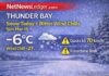 March 15, 2026: Thunder Bay Weather Outlook — Snow Today, Then Wind and Bitter Wind Chills Thunder Bay weather outlook for Sunday, March 15, 2026: partly cloudy and -6°C this morning, turning cloudy with a 60% chance of snow later today. Winds increase tonight with gusts to 50 km/h and wind chills near -27. Monday is mainly sunny but very windy with gusts to 70 km/h, a high of -9°C, and wind chills near -29 with frostbite risk.
