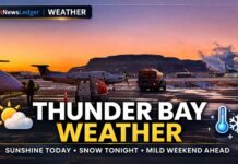 March 19, 2026: Thunder Bay Weather Forecast — Sunshine Today, Snow Tonight with Freezing Rain Risk Thunder Bay weather forecast for March 19, 2026: sunny today with increasing cloud and a high of +1°C after a cold morning near -14°C. Snow begins this evening with 5–10 cm possible and a risk of freezing rain overnight. Friday warms to 6°C with a risk of freezing drizzle early, followed by mixed rain/snow chances into the weekend.
