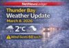 March 8, 2026: Thunder Bay Forecast — Wet Snow This Morning, Windy and Milder to +9°C Thunder Bay Weather