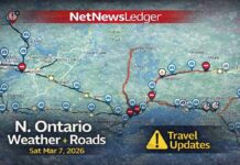 Saturday, March 7, 2026: Northern Ontario Weather & Roads Report — Snow West, Heavy Snow on Highway 11 Corridor, Rain/Fog East March 7 2026 Travel Update