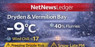 March 4, 2026: Dryden & Vermilion Bay Weather Forecast — Snow Late Today, Freezing Drizzle Risk Dryden and Vermilion Bay Weather Mar 4 2026