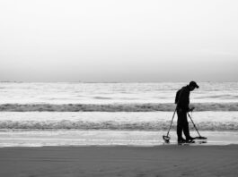 Beachcombing and Treasure Hunting: Hidden Finds Along the Great Lakes Shorelines Photo by 书畅 何: https://www.pexels.com/photo/silhouette-of-man-beachcombing-on-peaceful-shore-35093341/