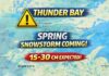 April 4, 2026: Thunder Bay Faces a Full-Blown Spring Snowstorm Through Sunday Thunder Bay weather for April 4 to 6, 2026: a spring snowstorm brings 15 to 30 cm through Sunday morning, hazardous travel on Saturday, improving weather Sunday, and colder conditions again Monday.