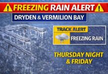 April 15, 2026: Dryden and Vermilion Bay Weather Update — Mild This Afternoon, but Freezing Rain Threat Looms Freezing rain alert for Dryden and Vermilion Bay