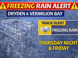 April 15, 2026: Dryden and Vermilion Bay Weather Update — Mild This Afternoon, but Freezing Rain Threat Looms Freezing rain alert for Dryden and Vermilion Bay