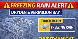 April 15, 2026: Dryden and Vermilion Bay Weather Update — Mild This Afternoon, but Freezing Rain Threat Looms Freezing rain alert for Dryden and Vermilion Bay