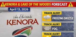 April 13, 2026: Kenora and Lake of the Woods Forecast — Freezing Drizzle Early, Then a Warmer Midweek Turn Kenora and Lake of the Woods Weather