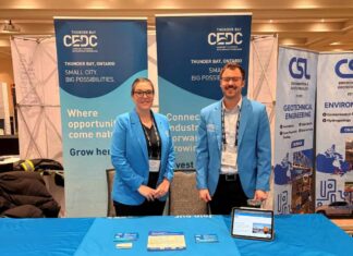 Thunder Bay CEDC promotes the city’s mining leadership at NWOPA Showcase 2026 left to right – Lucy Kwiaton, Business Development Manager & Mike Barten, Sr. Business Development Officer