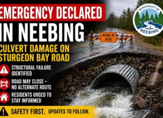 Neebing declares State of Emergency after culvert damage on Sturgeon Bay Road Neebing State of Emergency April 26 2026
