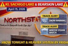 April 15, 2026: KI, Sachigo Lake and Bearskin Lake Weather — Two Alerts Up as Winter Tightens Its Grip Again Snow warnings for northern Ontario areas