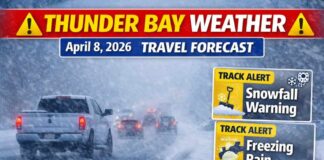 April 8, 2026: Thunder Bay Travel Forecast — Snow in the City, Warnings East and West Thunder Bay Weather Update April 8 2026