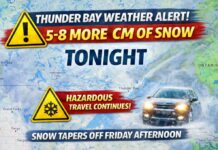 April 2, 2026: Evening Winter Weather Alert for Thunder Bay as Heavy Snow Intensifies Tonight Thunder Bay weather update for April 2, 2026: a Yellow Snowfall Warning remains in effect Thursday night, with 10 to 20 cm expected by Friday