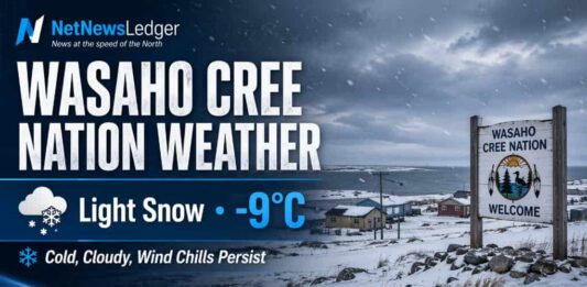 April 22, 2026: Wasaho Cree Nation Weather — Light Snow, Wind Chills, and a Slow Spring Climb Wasaho Cree Weather Update April 22 2026