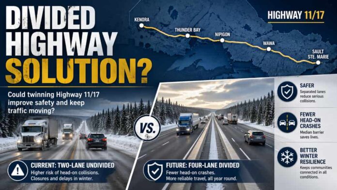 divided highway solution for Highway 11 and 17