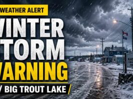 April 22, 2026: Kasabonika and Big Trout Lake Prepare for Late-Season Winter Storm A late-season winter storm is moving toward the Big Trout Lake–Kasabonika region, bringing a messy mix of snow, ice pellets, freezing rain, and strong winds from Thursday morning through Saturday afternoon