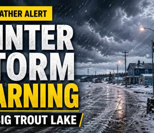 April 22, 2026: Kasabonika and Big Trout Lake Prepare for Late-Season Winter Storm A late-season winter storm is moving toward the Big Trout Lake–Kasabonika region, bringing a messy mix of snow, ice pellets, freezing rain, and strong winds from Thursday morning through Saturday afternoon