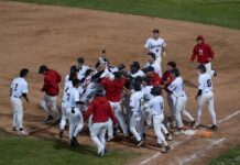 Border Cats snap four-game skid with 13-4 win over first-place La Crosse Border Cats Celebrate Opening Night Win
