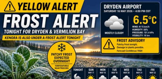 Dryden and Vermilion Bay Weather Forecast: Frost Alert Issued as Northwestern Ontario Spring Takes Another Cold Turn Frost Alert for Dryden, Vermilion Bay, and Kenora
