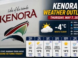 May 7, 2026: Kenora Weather Outlook – Sunshine Today, Milder Air Building Kenora Weather Outlook May 7 2026