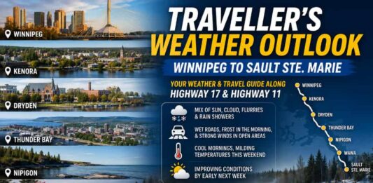 Traveller’s Weather Outlook: Winnipeg to Sault Ste. Marie May 7 2026 Travellers weather