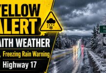 May 18, 2026: Raith Weather Alert — Freezing Rain Warning Targets Highway 17 Travel Raith and Upsala–Raith are under a freezing rain warning with 2–5 mm of ice possible early Tuesday into Tuesday afternoon. Highway 17 travel may be slippery