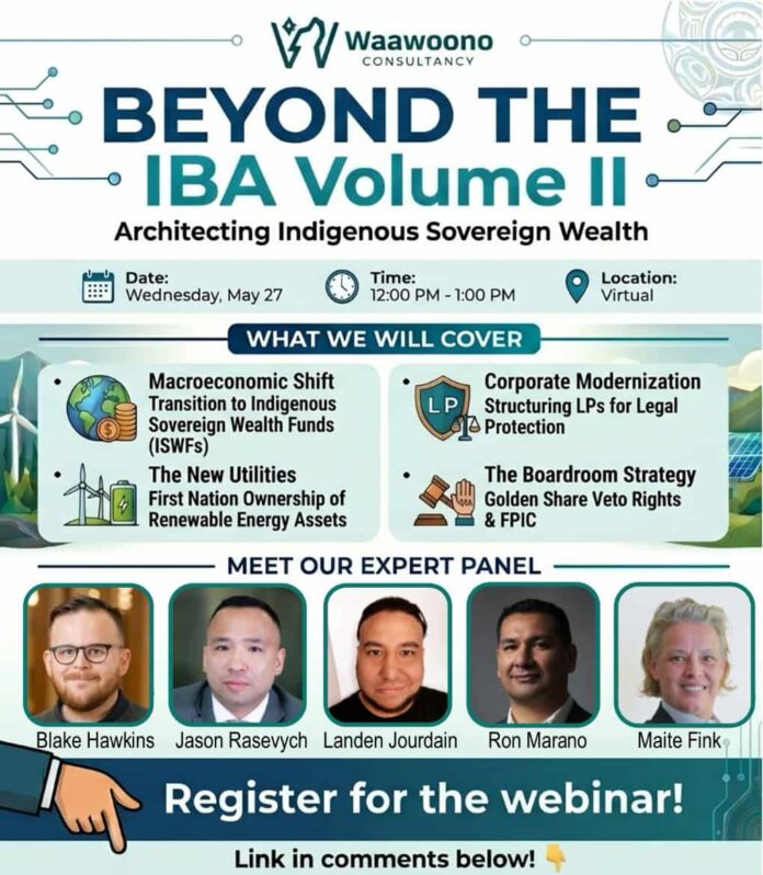 Waawoono webinar explores Indigenous equity, sovereign wealth and the future of IBAs Waawoono webinar explores Indigenous equity, sovereign wealth and the future of IBAs