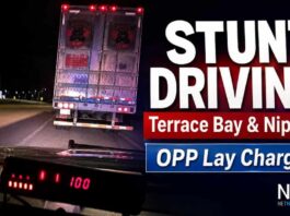 OPP report stunt driving charges in Terrace Bay and Nipigon traffic stops Stunt Driving Charges Laid by OPP