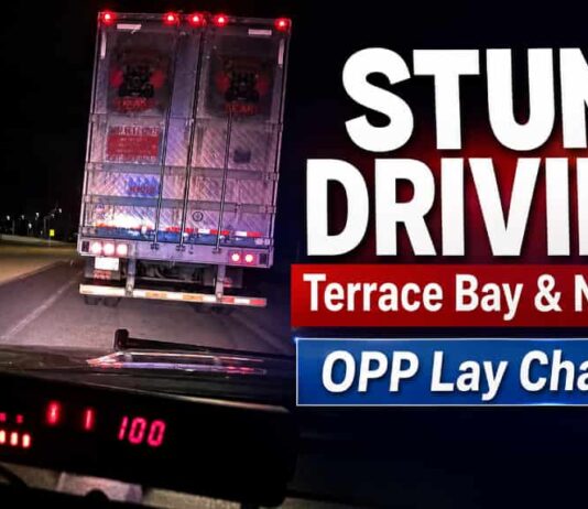 OPP report stunt driving charges in Terrace Bay and Nipigon traffic stops Stunt Driving Charges Laid by OPP