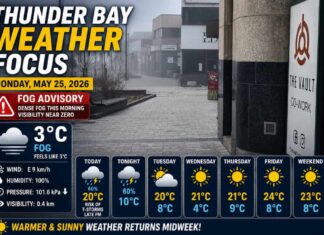 Thunder Bay Weather Focus – May 25, 2026: Dense Fog Advisory This Morning Thunder Bay Weather Fog Advisory May 25 2026