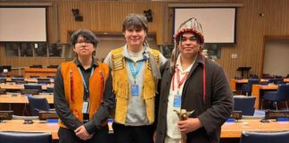 UNDER THE NORTHERN SKY First Nation Youth Speak At The United Nations photo provided by Jeronimo Kataquapit - Northern First Nation youth addressed the United Nations Permanent Forum on Indigenous Issues (UNPFII) Twenty-Fifth Session which was held at the United Nations headquarters in New York from April 20 to May 1, 2026. Pictured (L-R) at the UN in New York are: Kohen Mattinas, Lac Seul FN / Constance Lake FN; Jeronimo Kataquapit, Attawapiskat FN and Ramon Kataquapit, Attawapiskat FN.