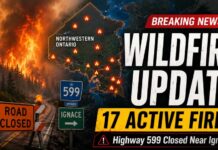 Wildfires spread across Northwestern Ontario, with Highway 599 closed near Ignace Northwestern Ontario wildfire, forest fire, Thunder Bay, Ignace, Fort Frances, Dryden, Highway 599, Ontario forest fires, Indigenous communities, long weekend safety