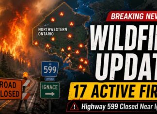 Wildfires spread across Northwestern Ontario, with Highway 599 closed near Ignace Northwestern Ontario wildfire, forest fire, Thunder Bay, Ignace, Fort Frances, Dryden, Highway 599, Ontario forest fires, Indigenous communities, long weekend safety